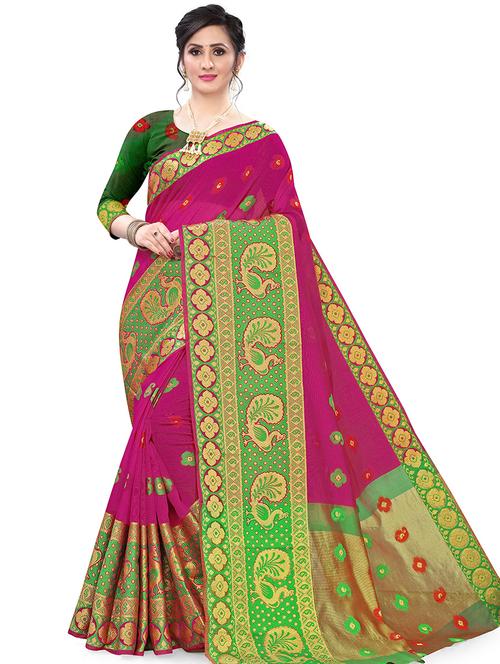 zari work self design banarasi saree with blouse - 20385418 - Very Small Image - 1