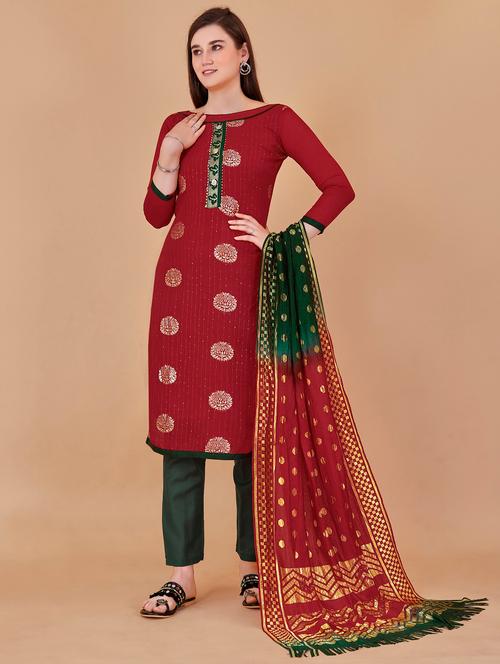zari work self design unstitched suit set - 20385853 - Very Small Image - 1