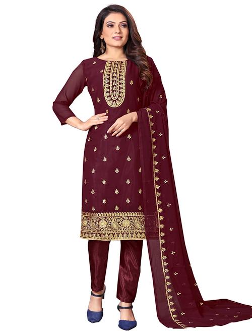 embroidered unstitched suit set - 20385879 - Very Small Image - 1