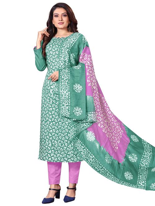 women green geometric unstitched suits - 20385909 - Very Small Image - 1