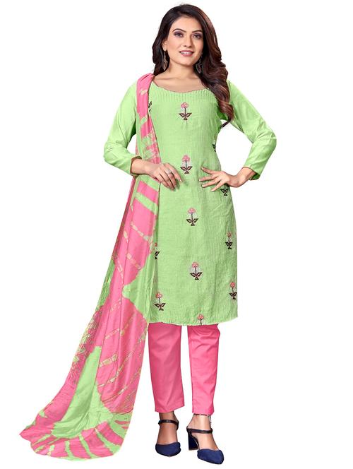 women green embroidered unstitched suits - 20385916 - Very Small Image - 1