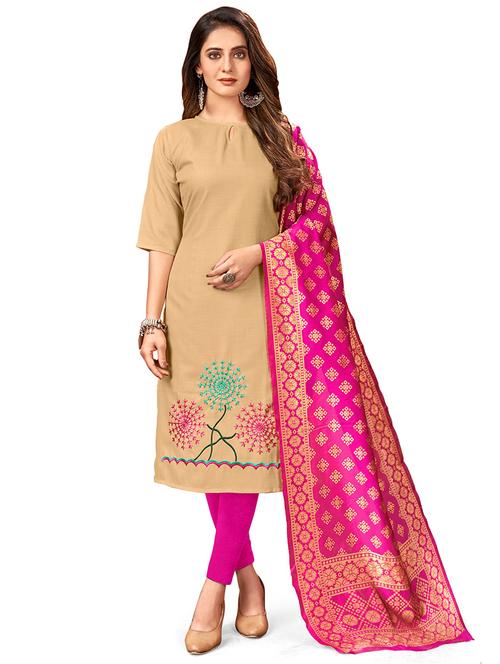 embroidered unstitched suit set - 20385938 - Very Small Image - 1