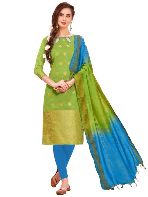 zari work self design unstitched suit set - 20385945 - Very Small Image - 1