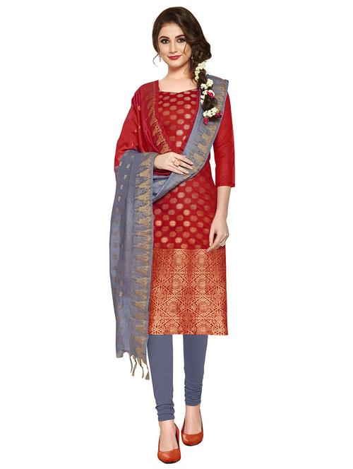 zari work self design unstitched suit set - 20385949 - Very Small Image - 1