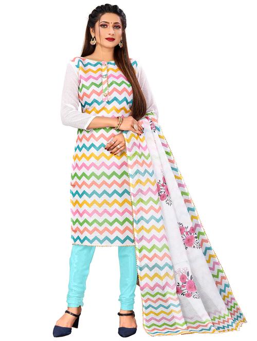multi colored unstitched suit set - 20385961 - Very Small Image - 1
