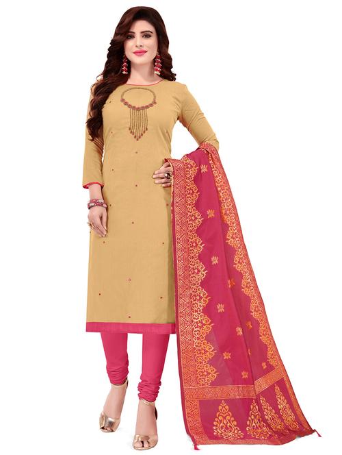 embroidered unstitched salwar suit set - 20385988 - Very Small Image - 1