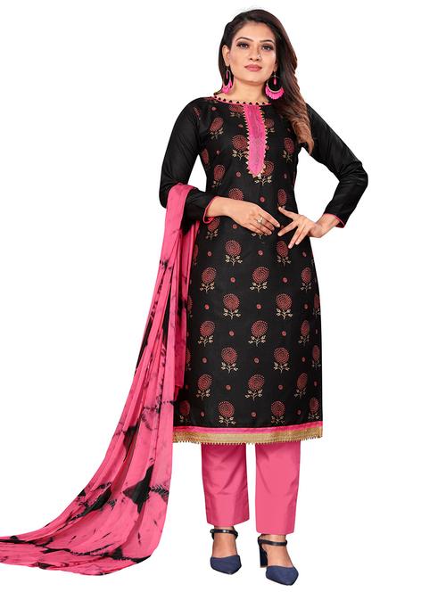 printed unstitched suit set - 20386008 - Very Small Image - 1