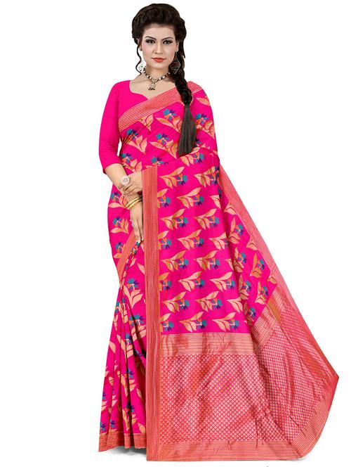 women pink banarasi saree with blouse - 20386030 - Very Small Image - 1