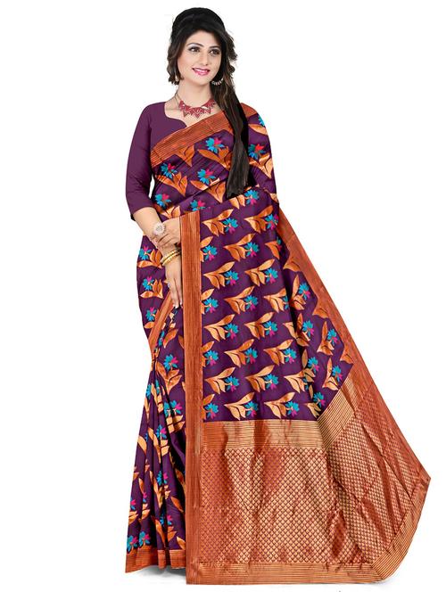 floral printed bordered saree with blouse - 20386034 - Very Small Image - 1