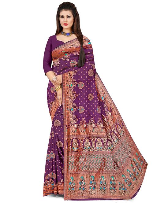 women zari work banarasi saree with blouse - 20386038 - Very Small Image - 1