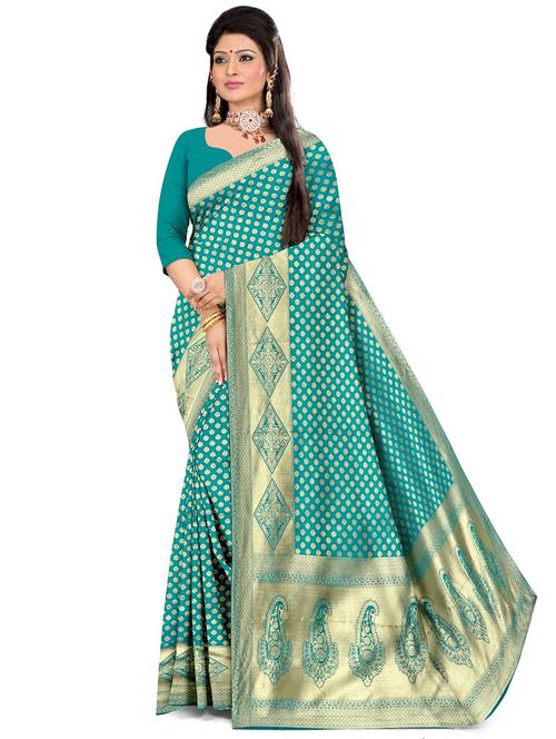 self design banarasi saree with blouse - 20386081 - Very Small Image - 1