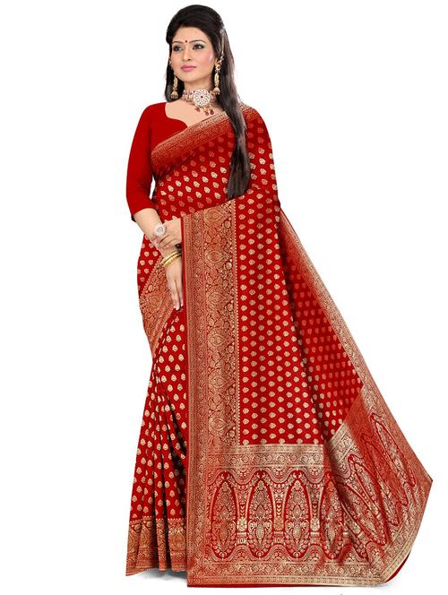 zari work self design banarasi saree with blouse - 20386098 - Very Small Image - 1