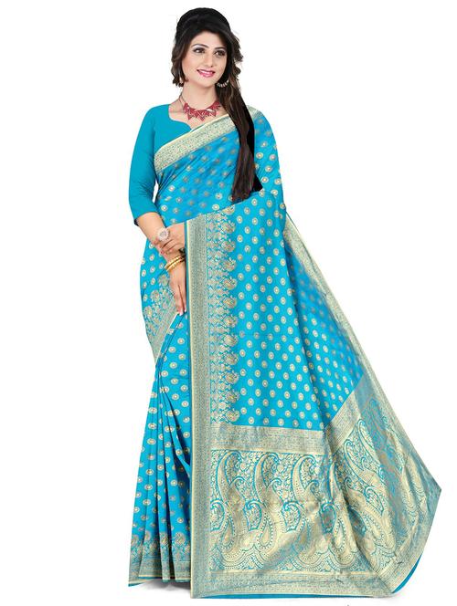 zari work self design banarasi saree with blouse - 20386110 - Very Small Image - 1