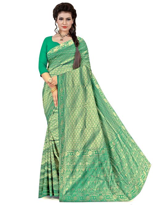 zari work self design banarasi saree with blouse - 20386126 - Very Small Image - 1