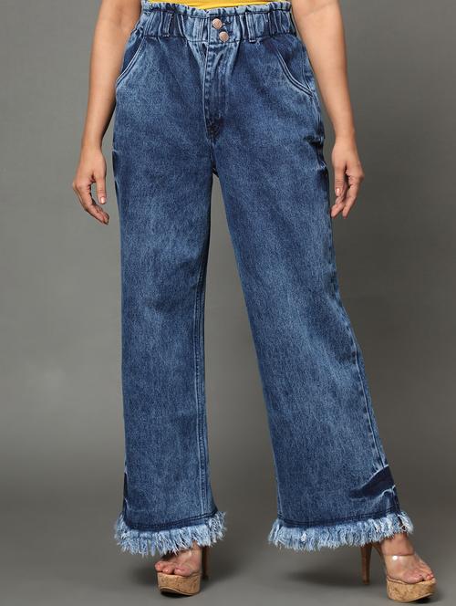 women's plain baggy leg jeans - 20386584 - Very Small Image - 1