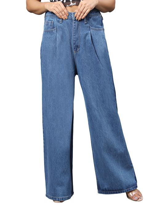 women's plain baggy leg jeans - 20386676 - Very Small Image - 1