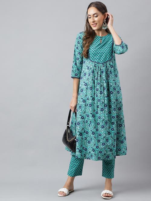 sea green kurta pant set - 20387526 - Very Small Image - 1