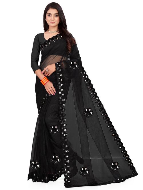black mirror work saree - 20387771 - Very Small Image - 1