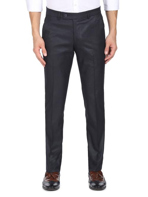 men black polyester flat front trousers formal trouser - 20387847 - Very Small Image - 1