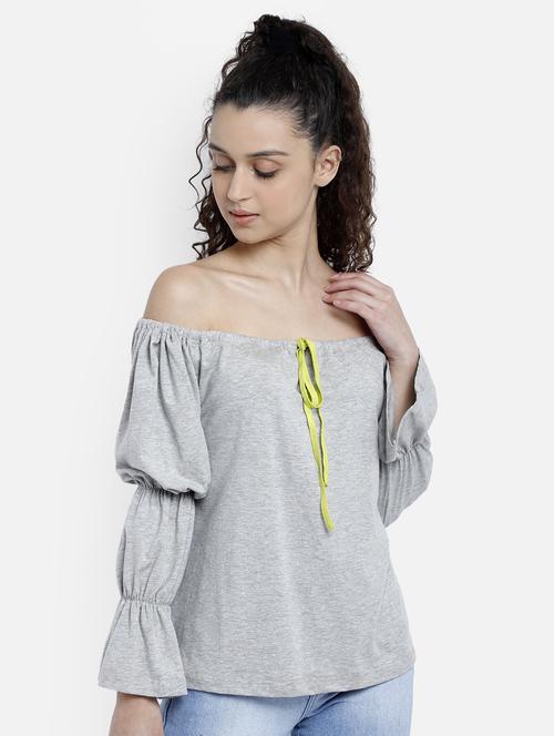 grey melange straight top - 20387954 - Very Small Image - 1