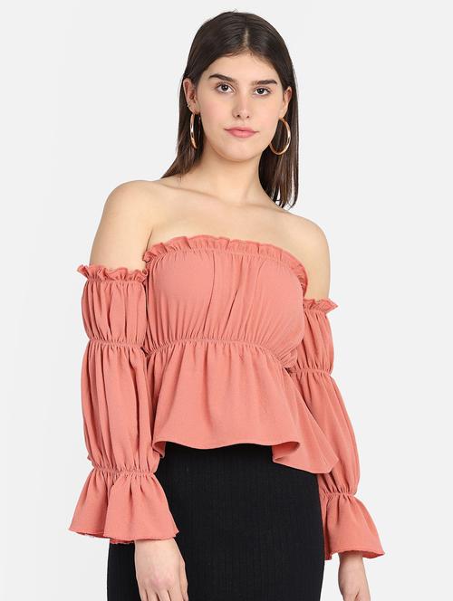 coral solid peplum top - 20387958 - Very Small Image - 1