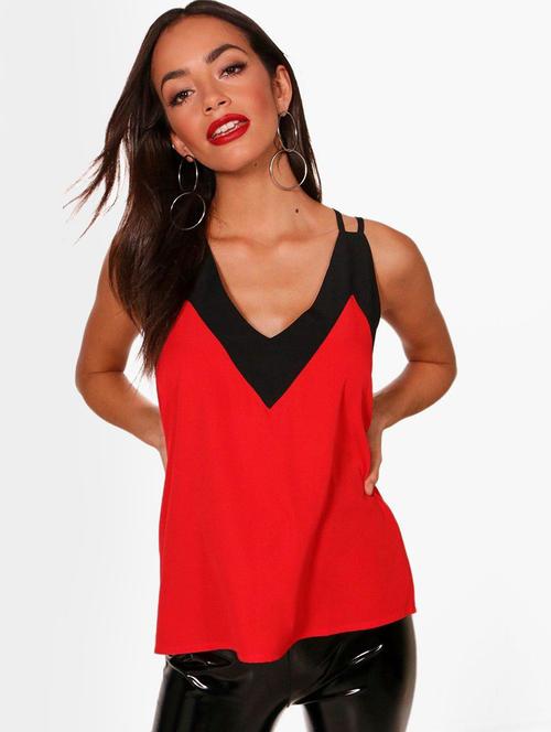 red solid sleeveless regular top - 20387995 - Very Small Image - 1