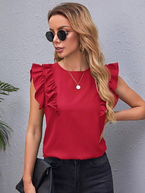 maroon solid regular top - 20388040 - Very Small Image - 1