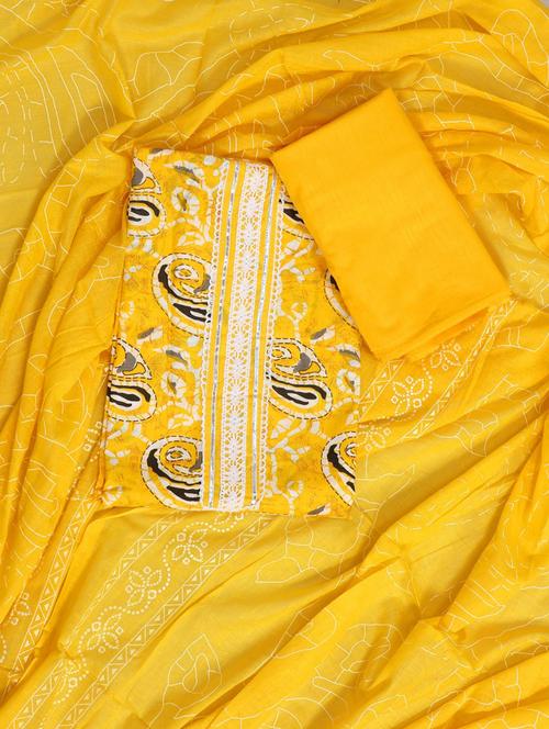 women yellow paisely unstitched suits - 20388430 - Very Small Image - 1