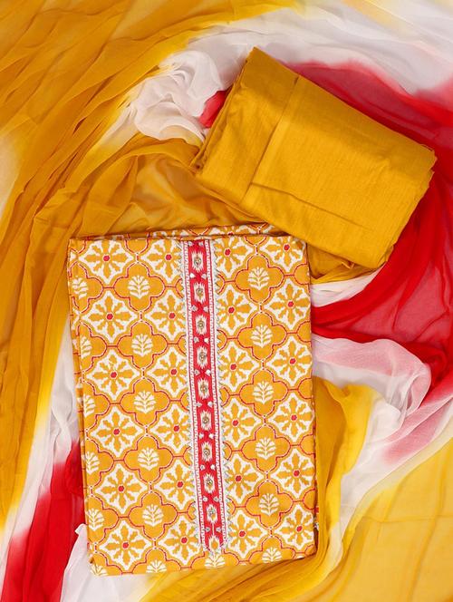 women mustard floral unstitched suits - 20388462 - Very Small Image - 1