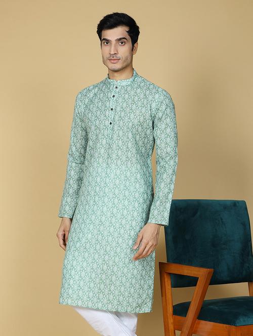 men block print cotton long kurta - 20388928 - Very Small Image - 1