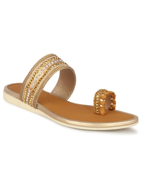 gold synthetic slip on sandals - 20388977 - Very Small Image - 1