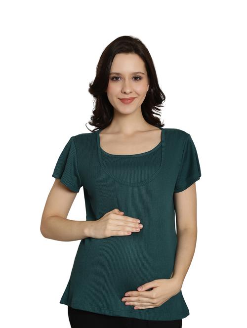 bottle green solid top maternity wear - 20389106 - Very Small Image - 1