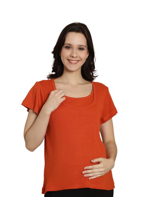 orange self design maternity top - 20389107 - Very Small Image - 1