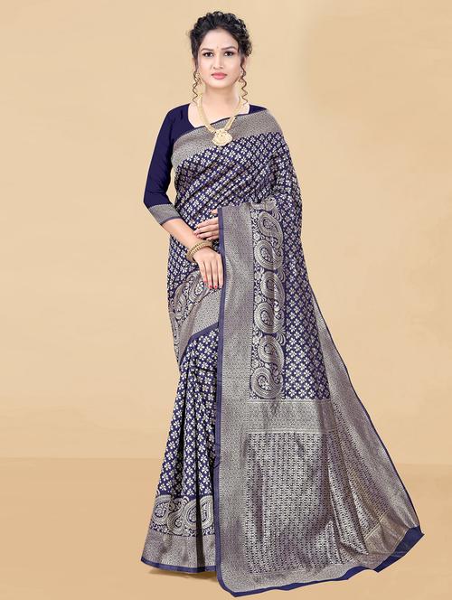 women's banarasi saree with blouse - 20389123 - Very Small Image - 1