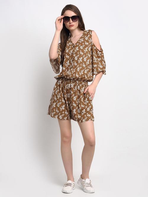 brown floral romper jumpsuit - 20389127 - Very Small Image - 1