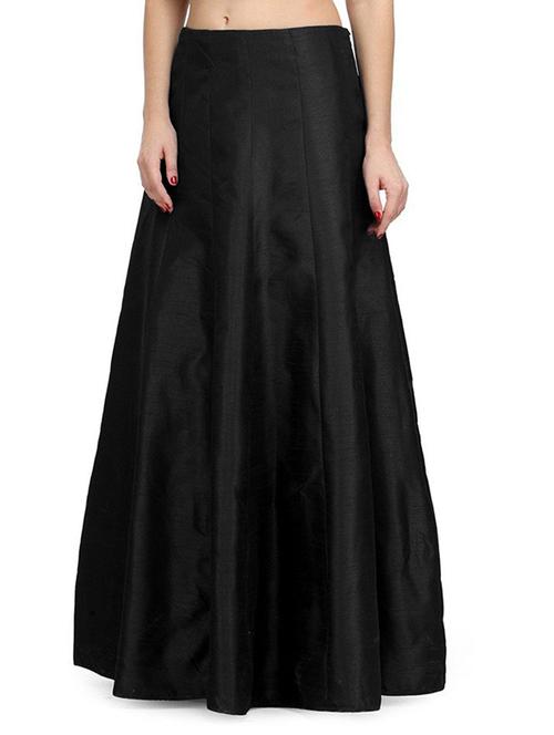 black pure silk flared skirts - 20389230 - Very Small Image - 1