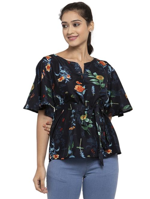 women floral print notch neck top - 20389261 - Very Small Image - 1