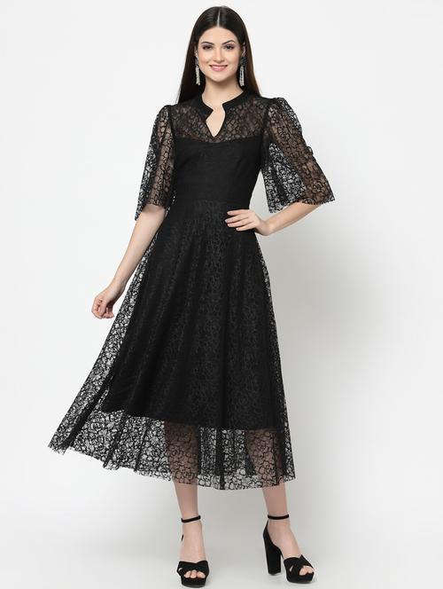 black self design a-line dress - 20389332 - Very Small Image - 1