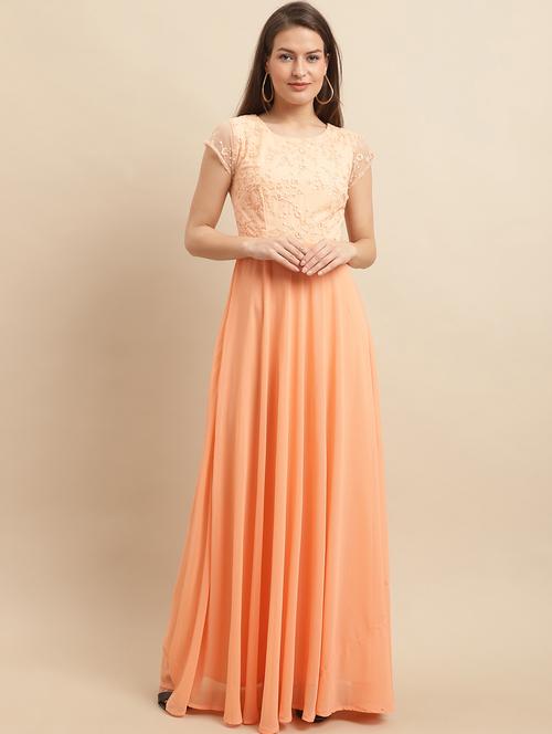 orange embroidered maxi dress - 20389350 - Very Small Image - 1