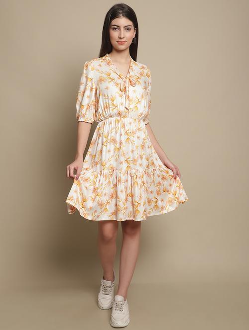 optic white floral a-line dress - 20389451 - Very Small Image - 1