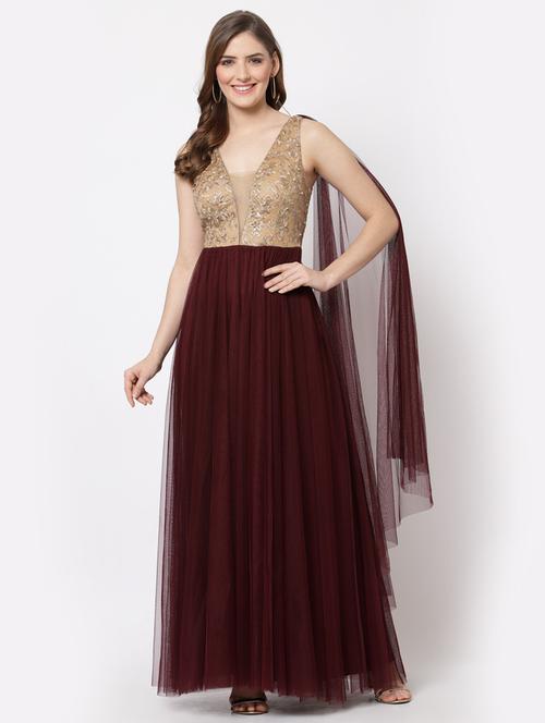 multi colored embroidered gown dress - 20389453 - Very Small Image - 1