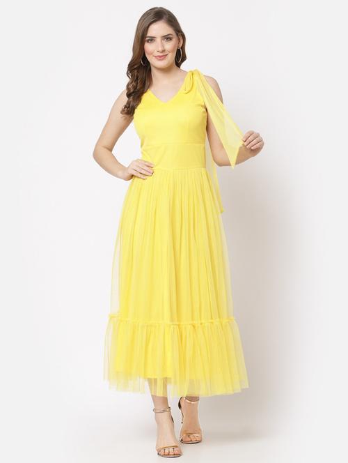 yellow solid maxi dress - 20389504 - Very Small Image - 1