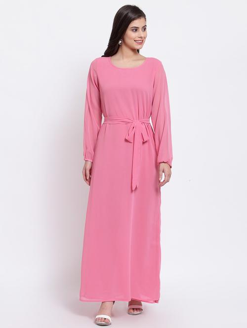 pink solid maxi dress - 20389508 - Very Small Image - 1