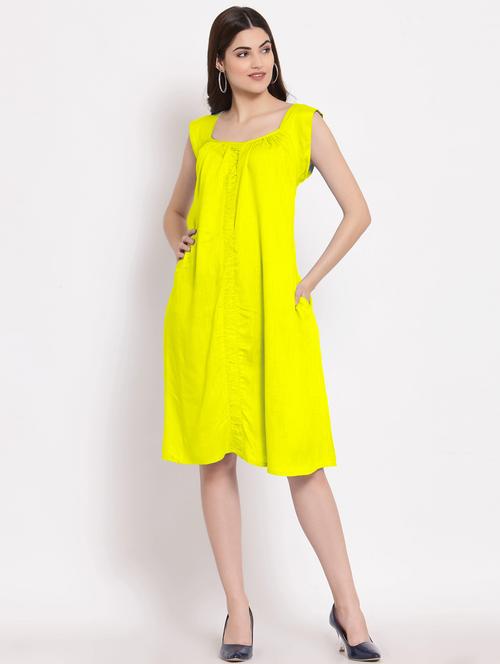 yellow solid sleepshirts & nighty - 20389568 - Very Small Image - 1