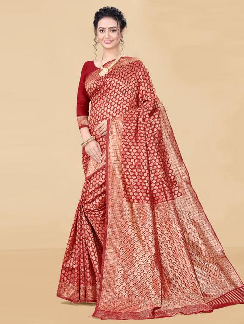 women's banarasi saree with blouse - 20390111 - Very Small Image - 1
