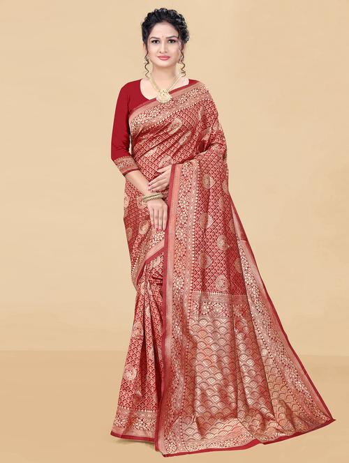 women's banarasi saree with blouse - 20390116 - Very Small Image - 1