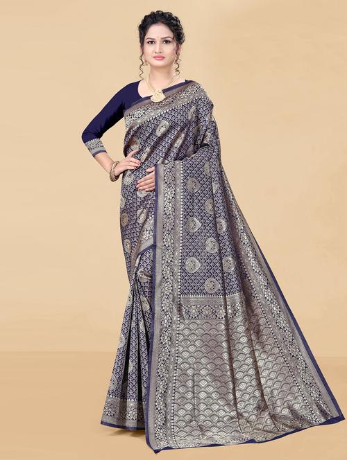 women's banarasi saree with blouse - 20390117 - Very Small Image - 1