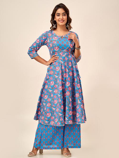 women floral printed kurta palazzo set - 20390271 - Very Small Image - 1