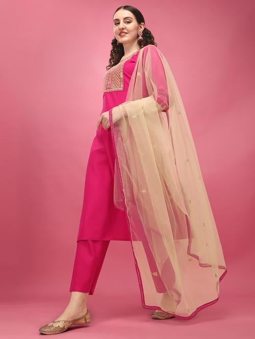 women pink kurta pant set with dupatta - 20390518 - Very Small Image - 1