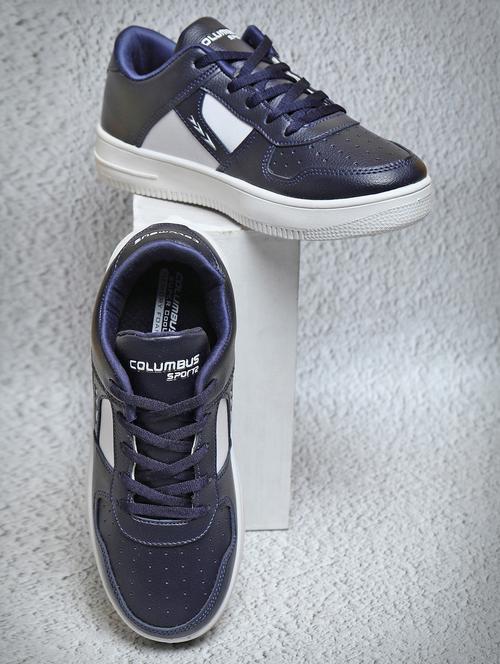 men color block navy blue lace-up sport shoe - 20391139 - Very Small Image - 1
